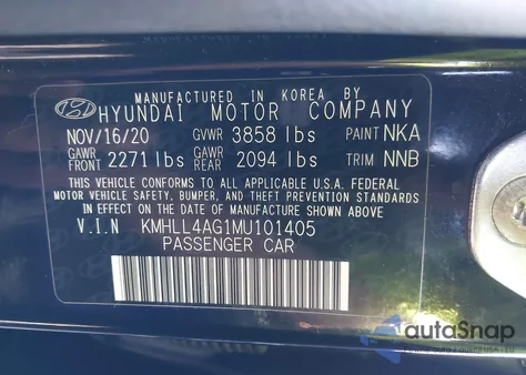 2021 Hyundai Elantra Se z USA, uszkodzony, nr VIN KMHLL4AG1MU101405